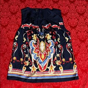 Talbots 100% Silk Sleeveless Blouse Navy Paisley 10P